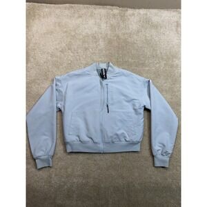 Gymshark Essentials Bomber Jacket Womens Small Blue Lightweight Activewear